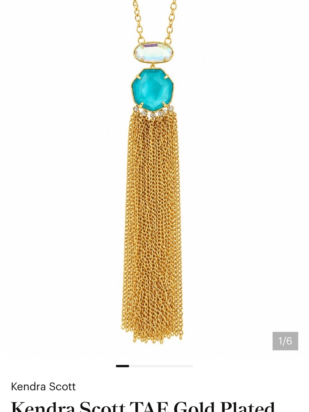 Kendra Scott Turquoise Gold-Plated Tassel Pendant Necklace